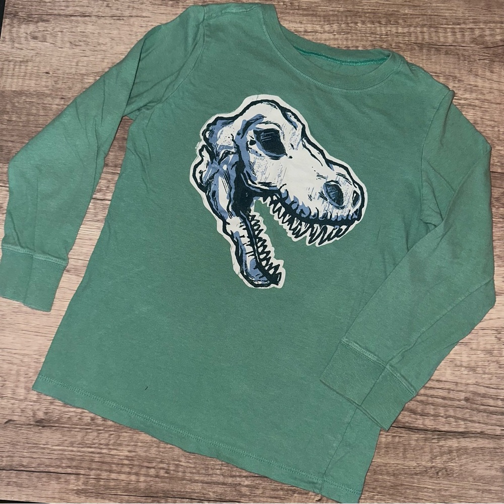 Carters kids size 7 Green Dinosaur Graphic Kids long sleeve shirt